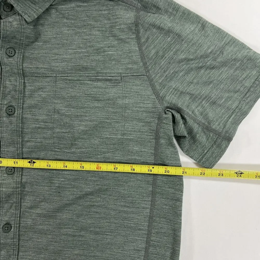 Smartwool Merino Wool Sport 150 Green Short Sleeve Button Down Shirt Mens Size M - Picture 5 of 7